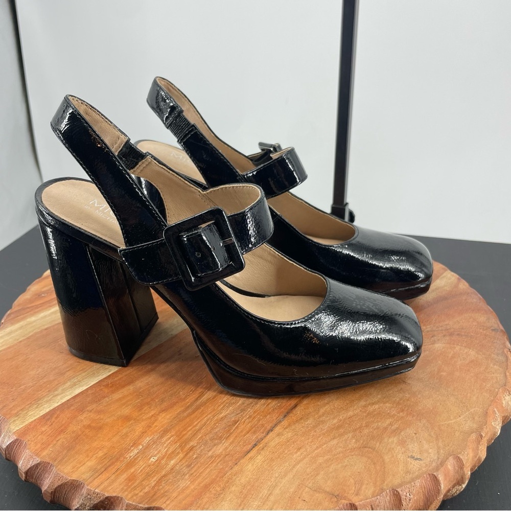 Michael Kors Patent Leather Mary Jane buckle slingback Pumps leather Haylen Sz 7